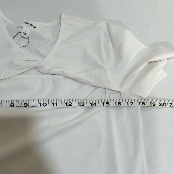 THE DROP WOMEN ASTRIC TWIST FRONT SHIRT WHITE NEW Sz LARGE - Picture 5 of 11